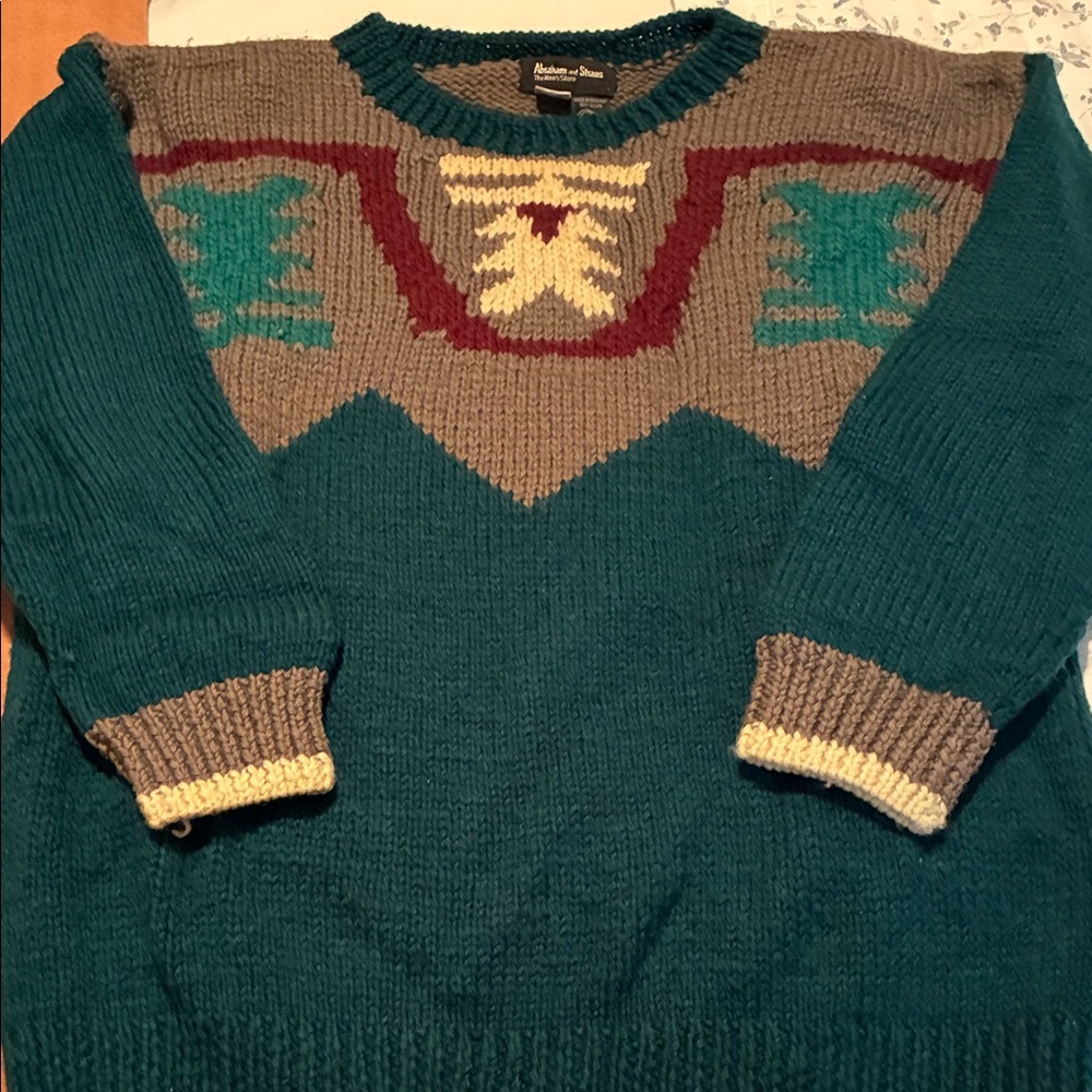 Abraham & StrausMen's Teal and Gray Sweater